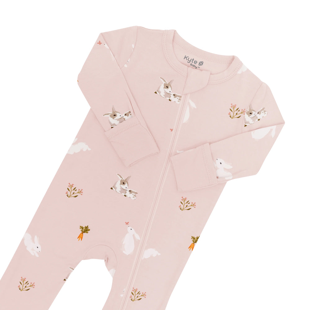 Zippered Romper in Blush Rabbit | Kyte Baby