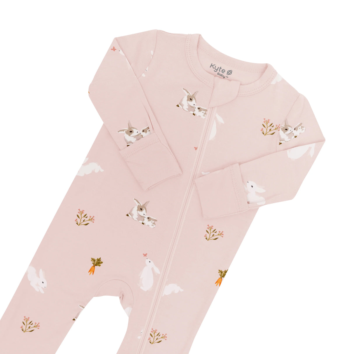 Zippered Romper in Blush Rabbit | Kyte Baby