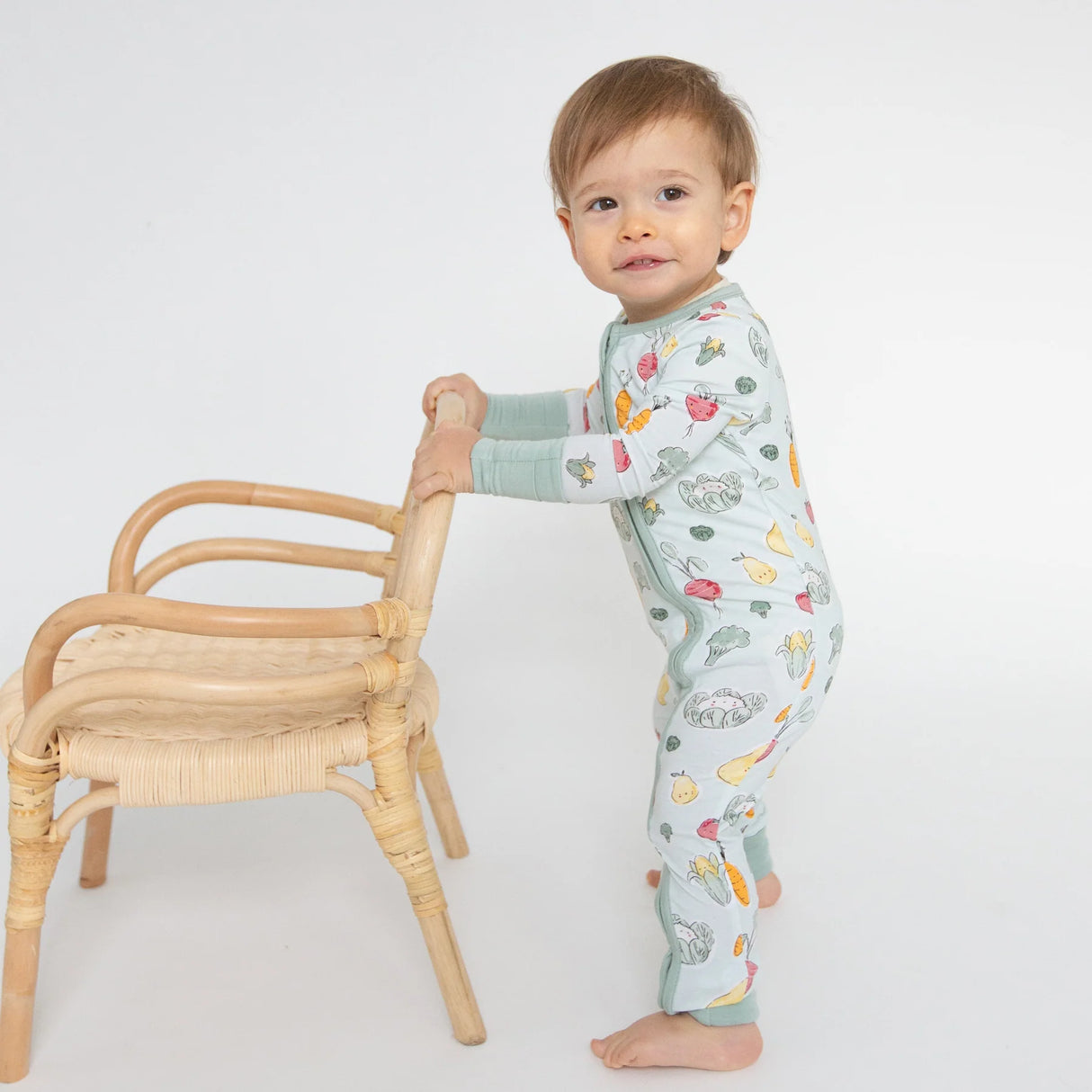 Two Way Zipper Romper - Watercolor Baby Veggies | Angel Dear - Jenni Kidz