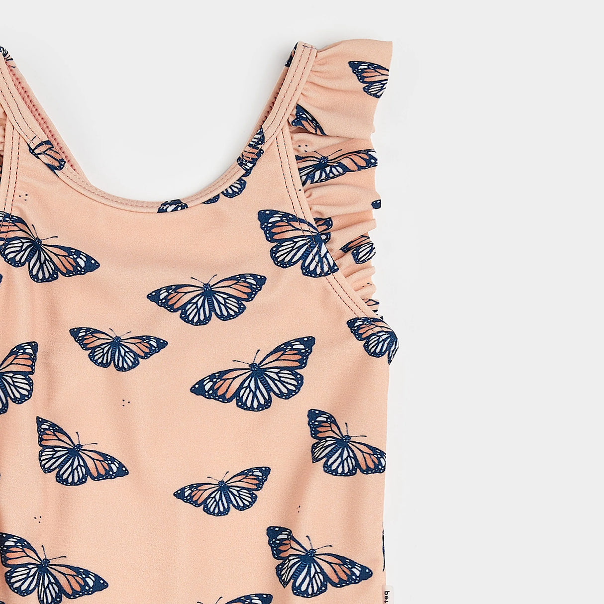 Monarch Print on Papaya Swimsuit | Petit Lem