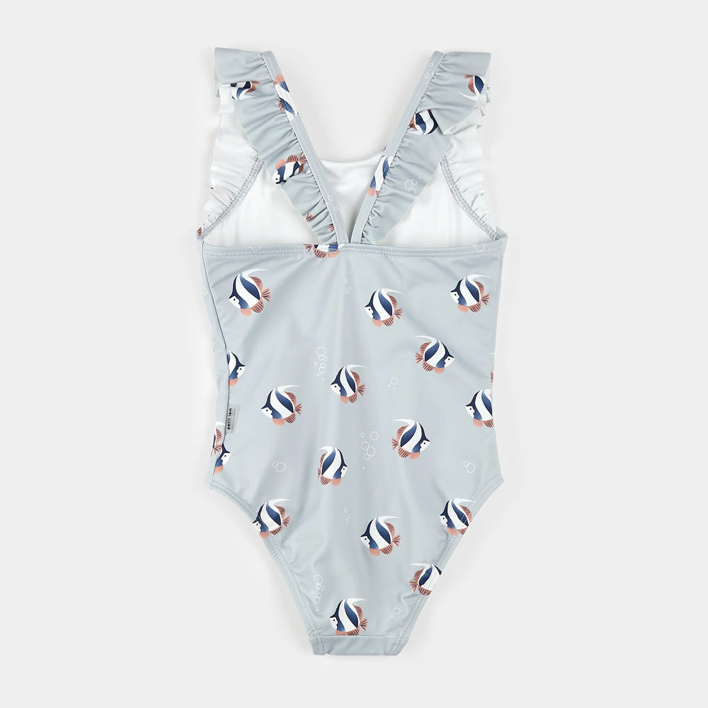 Tropical Fish Print on Blue Mist Swimsuit| Petit Lem