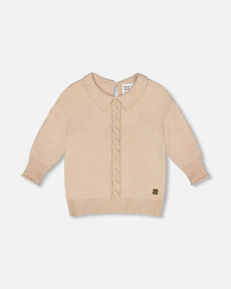 3/4 Sleeve Knitted Sweater Beige | Deux par Deux | Jenni Kidz
