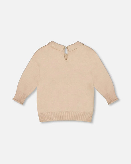 3/4 Sleeve Knitted Sweater Beige | Deux par Deux | Jenni Kidz