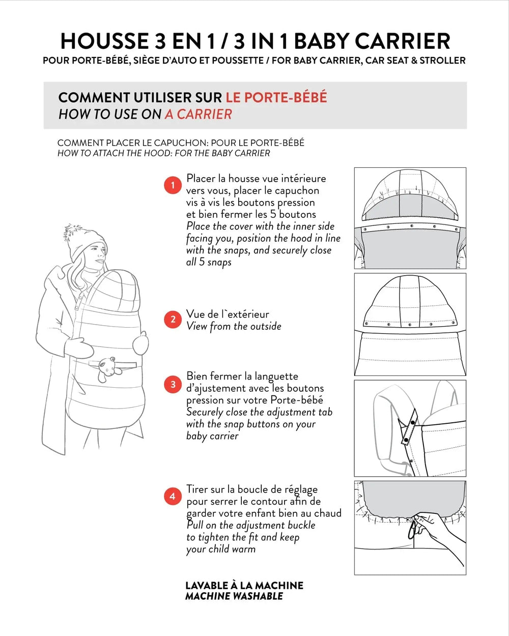 3-In-1 Multifunction Cover For Car Seat, Stroller, And Baby Carrier In Off-White | Deux par Deux | Jenni Kidz