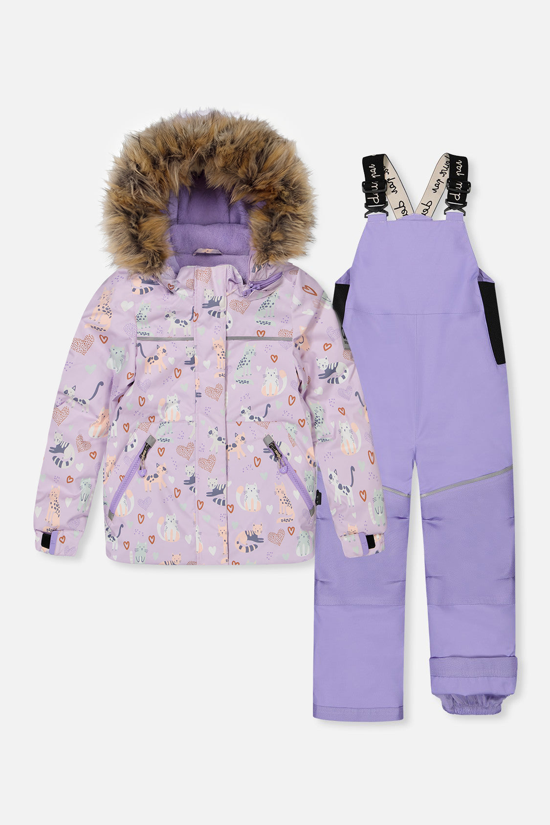 Two Piece Discover Snowsuit Purple Printed Cats-0