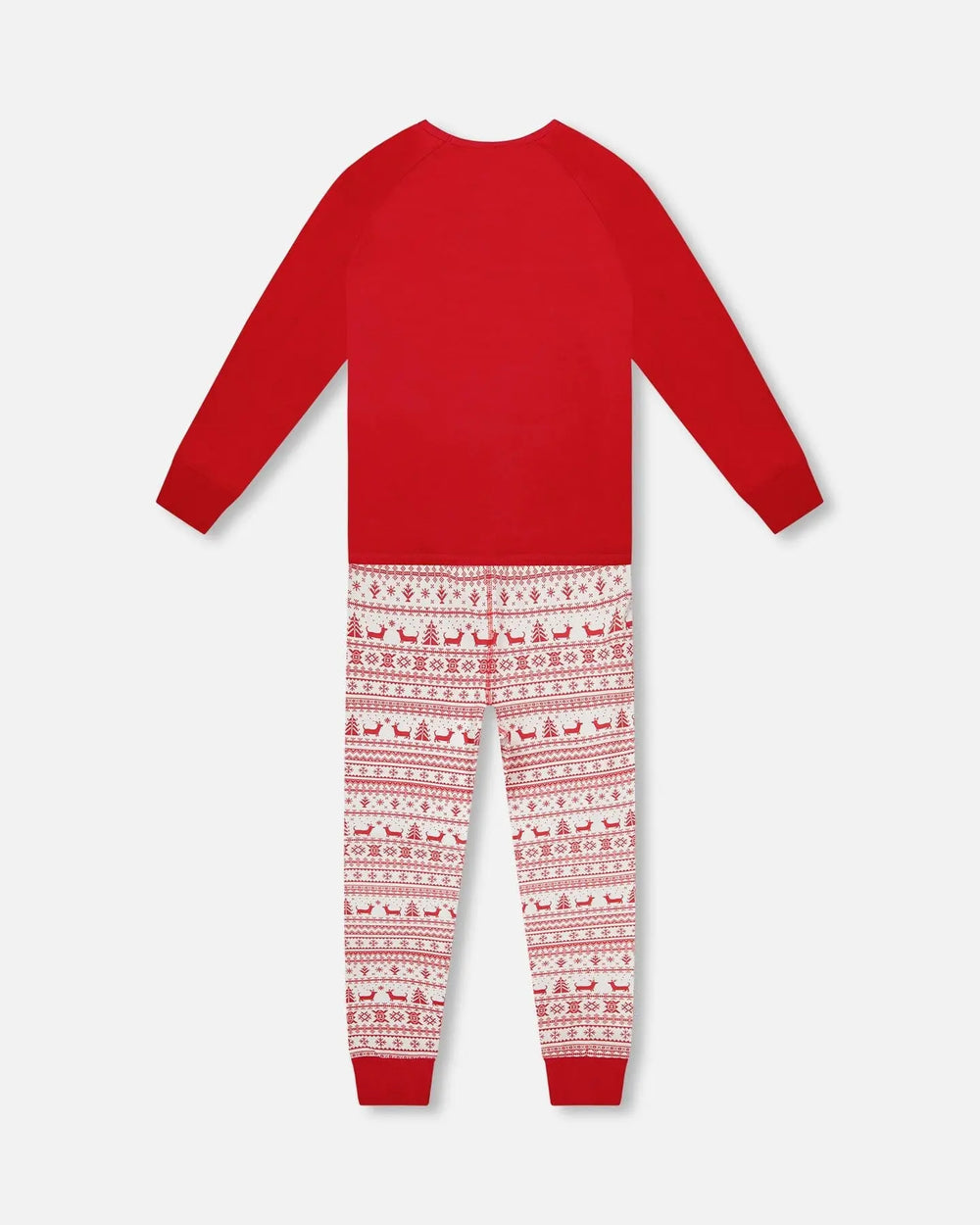 Adult Women Organic Cotton Two-Piece Pajamas Red And White Fairisle | Deux par Deux | Jenni Kidz
