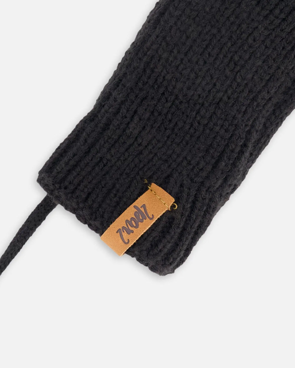 Baby Knit Mittens With String Black | Deux par Deux | Jenni Kidz