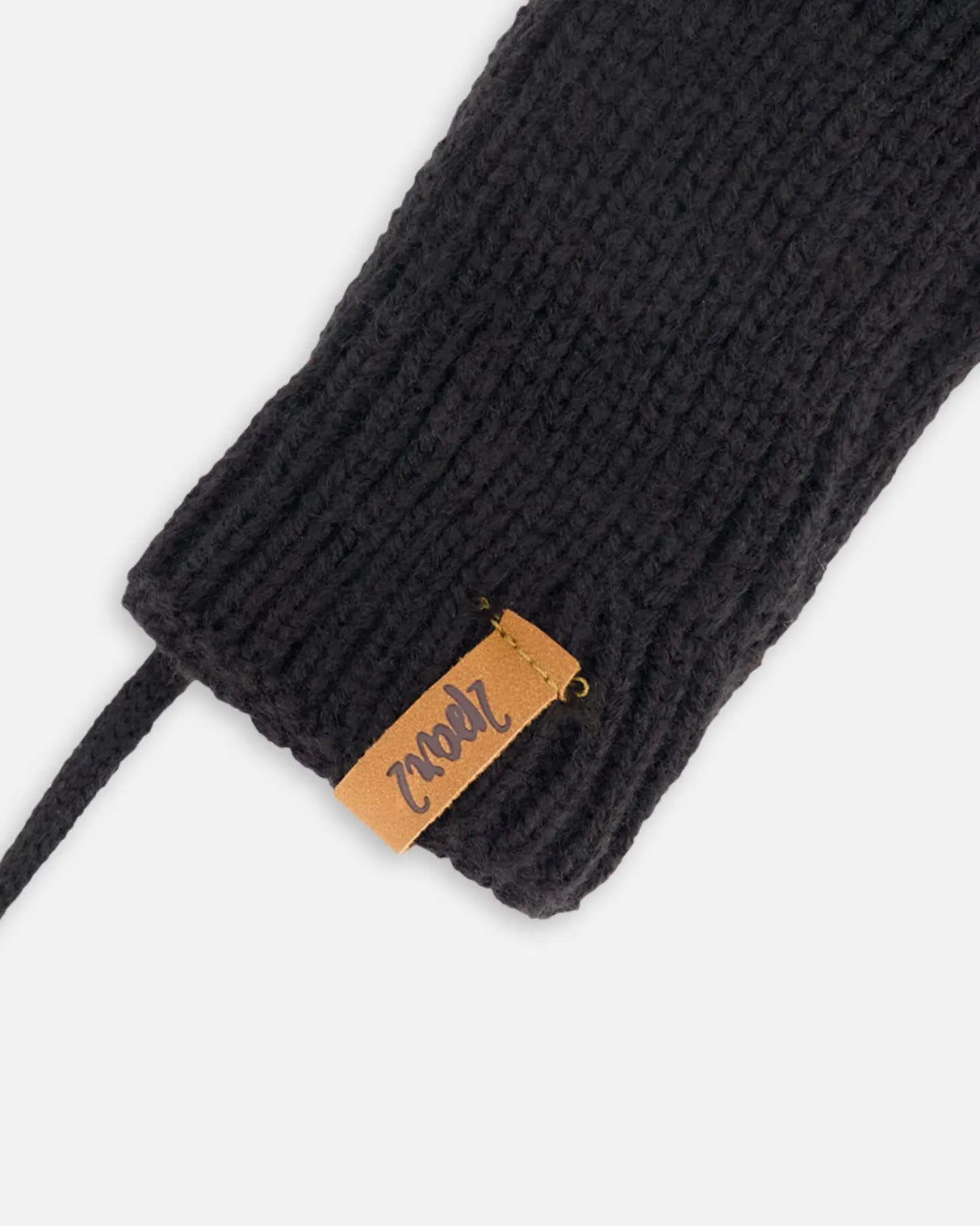 Baby Knit Mittens With String Black | Deux par Deux | Jenni Kidz