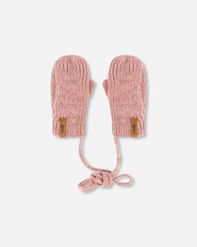 Baby Knit Mittens With String Dusty Pink | Deux par Deux | Jenni Kidz