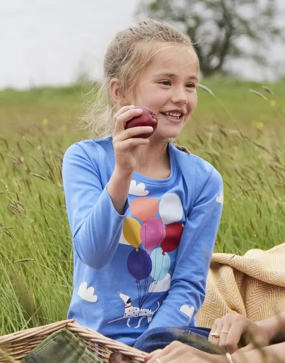 Bessie Long Sleeve Screenprint T-Shirt Blue Dalmatian | Joules | Joules | Jenni Kidz