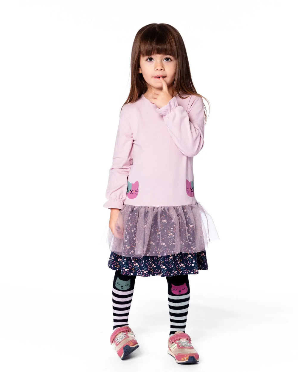 Bi-Material Dress Dusty Pink | Deux par Deux | Jenni Kidz