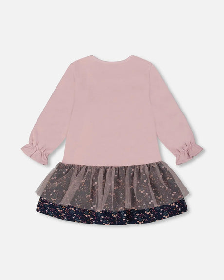 Bi-Material Dress Dusty Pink | Deux par Deux | Jenni Kidz