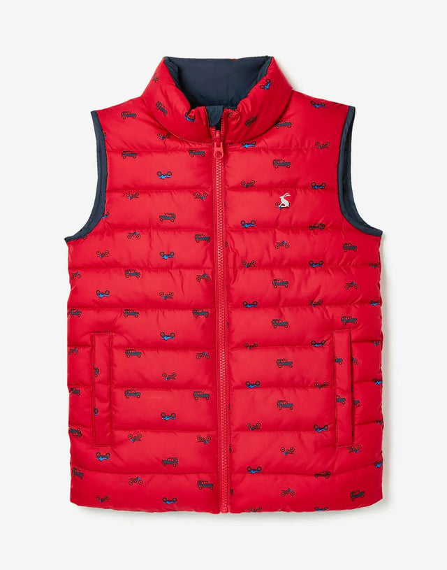 Boys Flip It Reversible Printed Gilet | Joules | Joules | Jenni Kidz