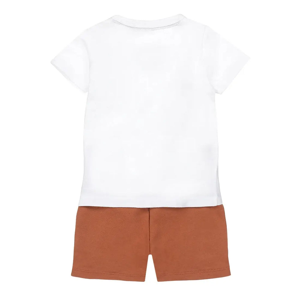 Boys Set T-Shirt And Shorts White Rust Giraffe | Dirkje | Dirkje | Jenni Kidz