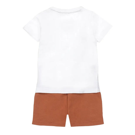 Boys Set T-Shirt And Shorts White Rust Giraffe | Dirkje | Dirkje | Jenni Kidz
