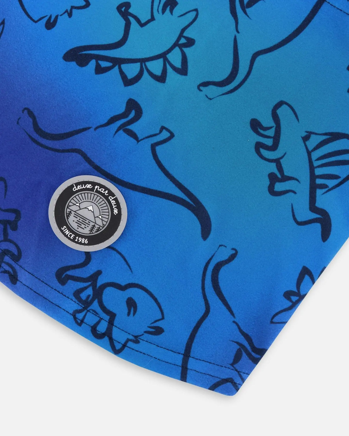 Brushed Jersey Balaclava Blue Gradient Dinosaur Print | Deux par Deux | Jenni Kidz