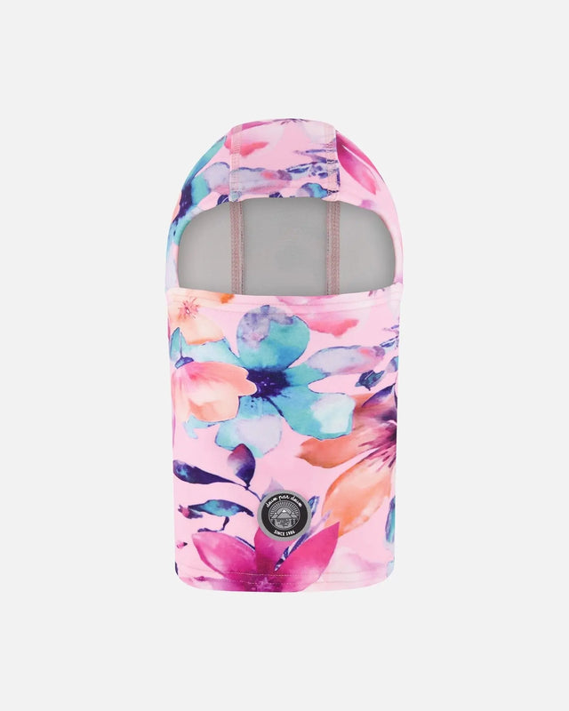 Brushed Jersey Balaclava Pink Watercolor Flower Print | Deux par Deux | Jenni Kidz