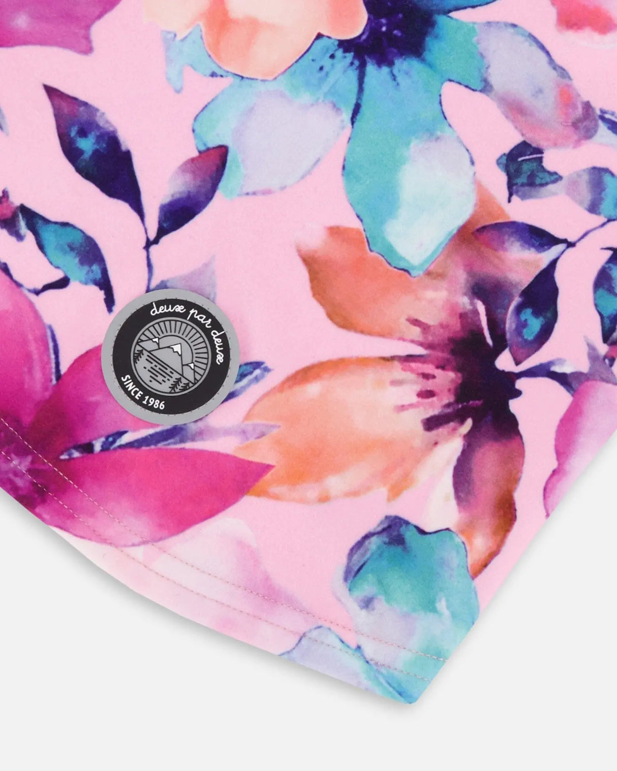 Brushed Jersey Balaclava Pink Watercolor Flower Print | Deux par Deux | Jenni Kidz
