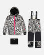 Buy Deux par Deux zebra print TEKNIK two-piece snowsuit – jacket and pants front view