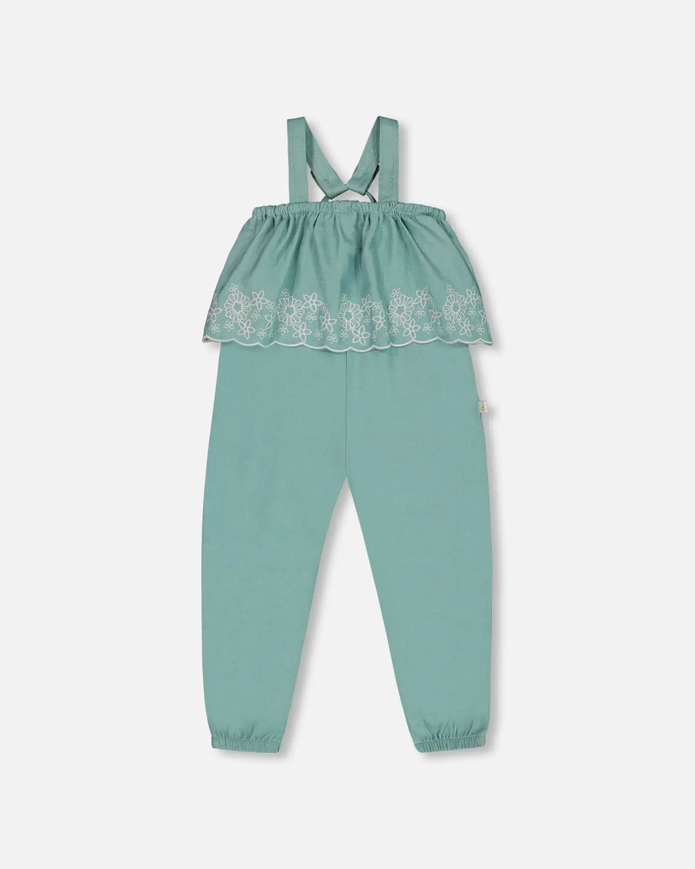 Chambray Jumpsuit With Embroidery Light Blue | Deux par Deux | Jenni Kidz