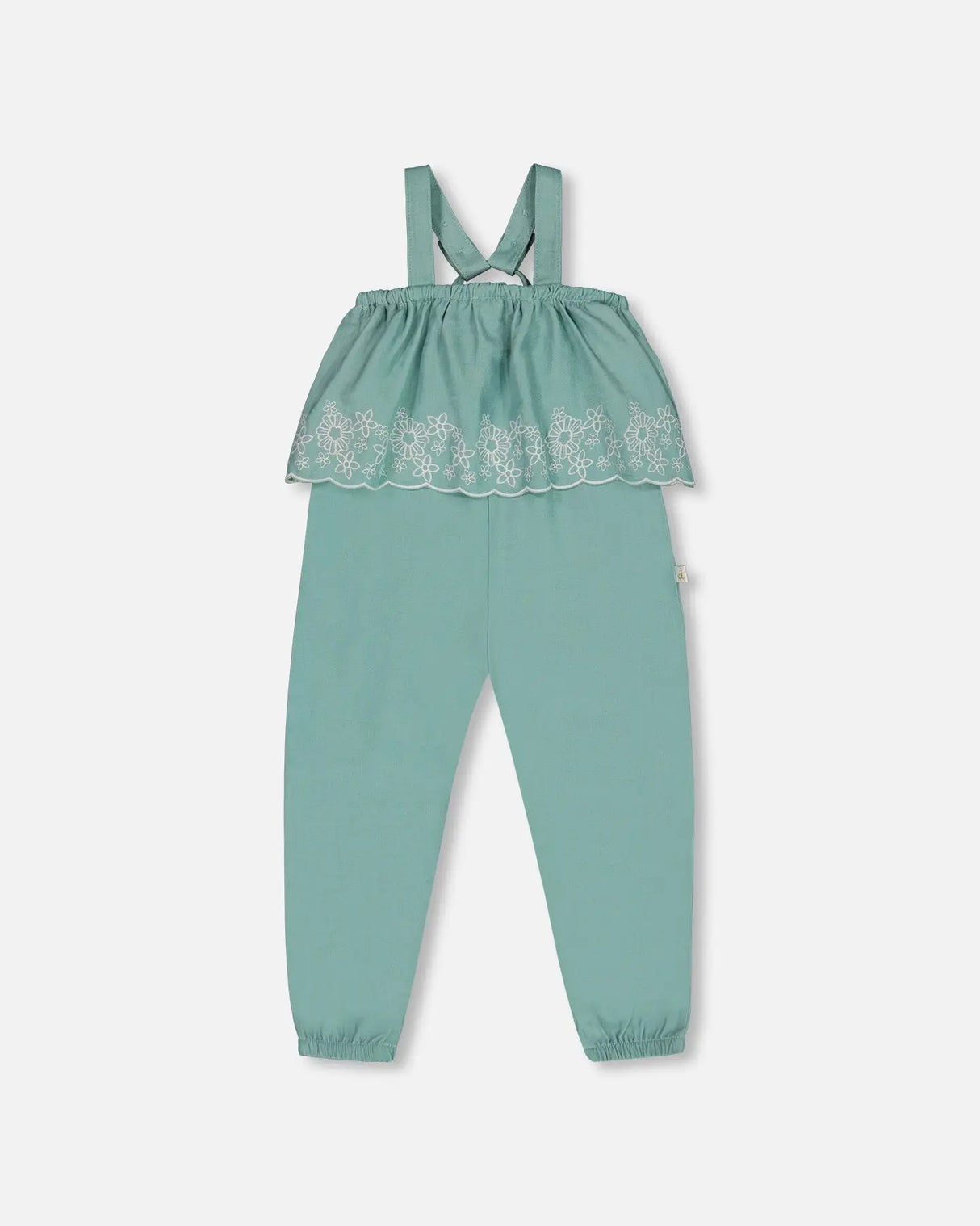 Chambray Jumpsuit With Embroidery Light Blue | Deux par Deux | Jenni Kidz