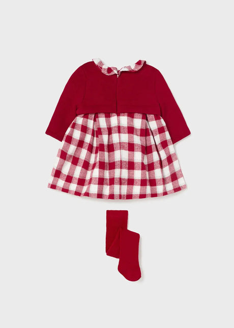 Checked Baby Girls Dress with Tights Red | Mayoral | Mayoral | Jenni Kidz
