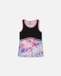 Colorblock Athletic Tank Top Black With Butterflies Printed | Deux par Deux | Jenni Kidz