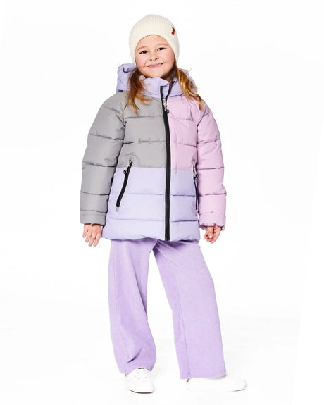 Colorblocked Puffy Coat Purple Gray | Deux par Deux | Jenni Kidz