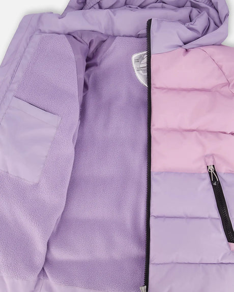 Colorblocked Puffy Coat Purple Gray | Deux par Deux | Jenni Kidz