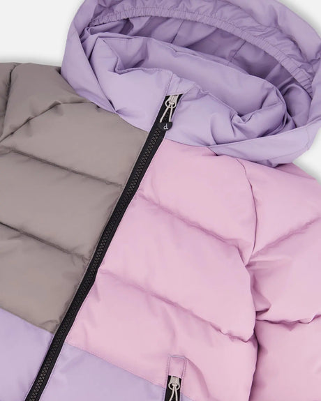 Colorblocked Puffy Coat Purple Gray | Deux par Deux | Jenni Kidz