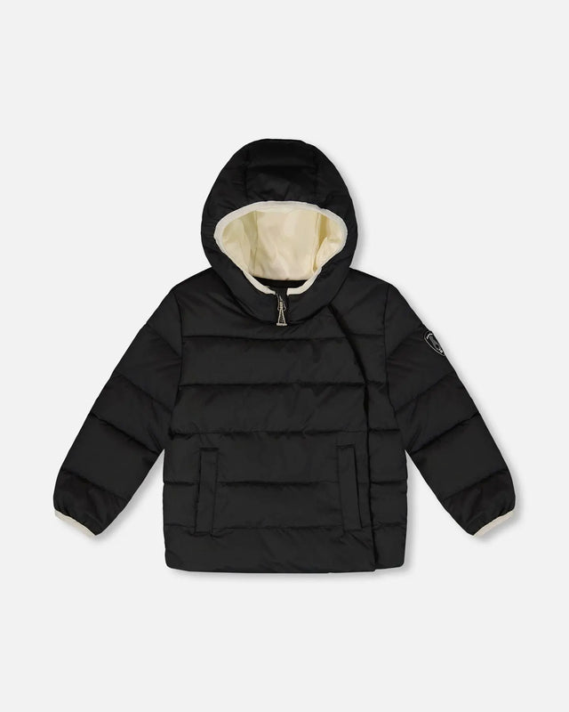 Compressible Winter Puffy Coat Designed For Car Seat Black | Deux par Deux | Jenni Kidz
