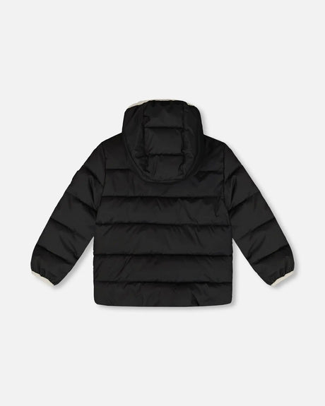 Compressible Winter Puffy Coat Designed For Car Seat Black | Deux par Deux | Jenni Kidz