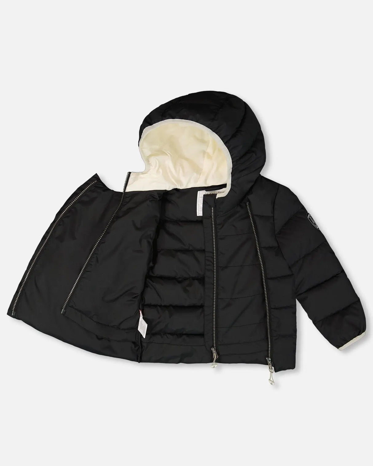 Compressible Winter Puffy Coat Designed For Car Seat Black | Deux par Deux | Jenni Kidz