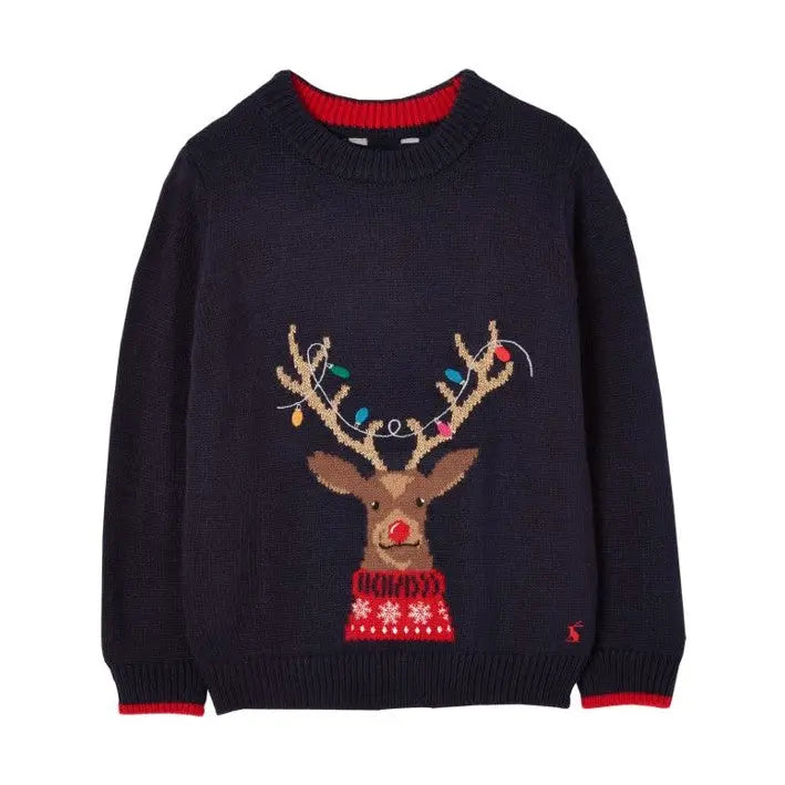 Cracking Yuletide Sweater - Navy Reindeer | Joules | Joules | Jenni Kidz