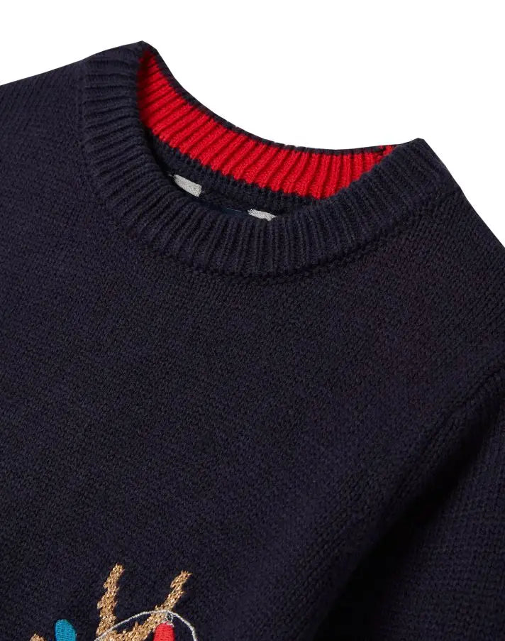 Cracking Yuletide Sweater - Navy Reindeer | Joules | Joules | Jenni Kidz