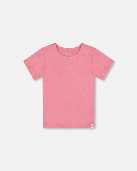 Crinkle Short Sleeve Top Candy Pink | Deux par Deux | Jenni Kidz