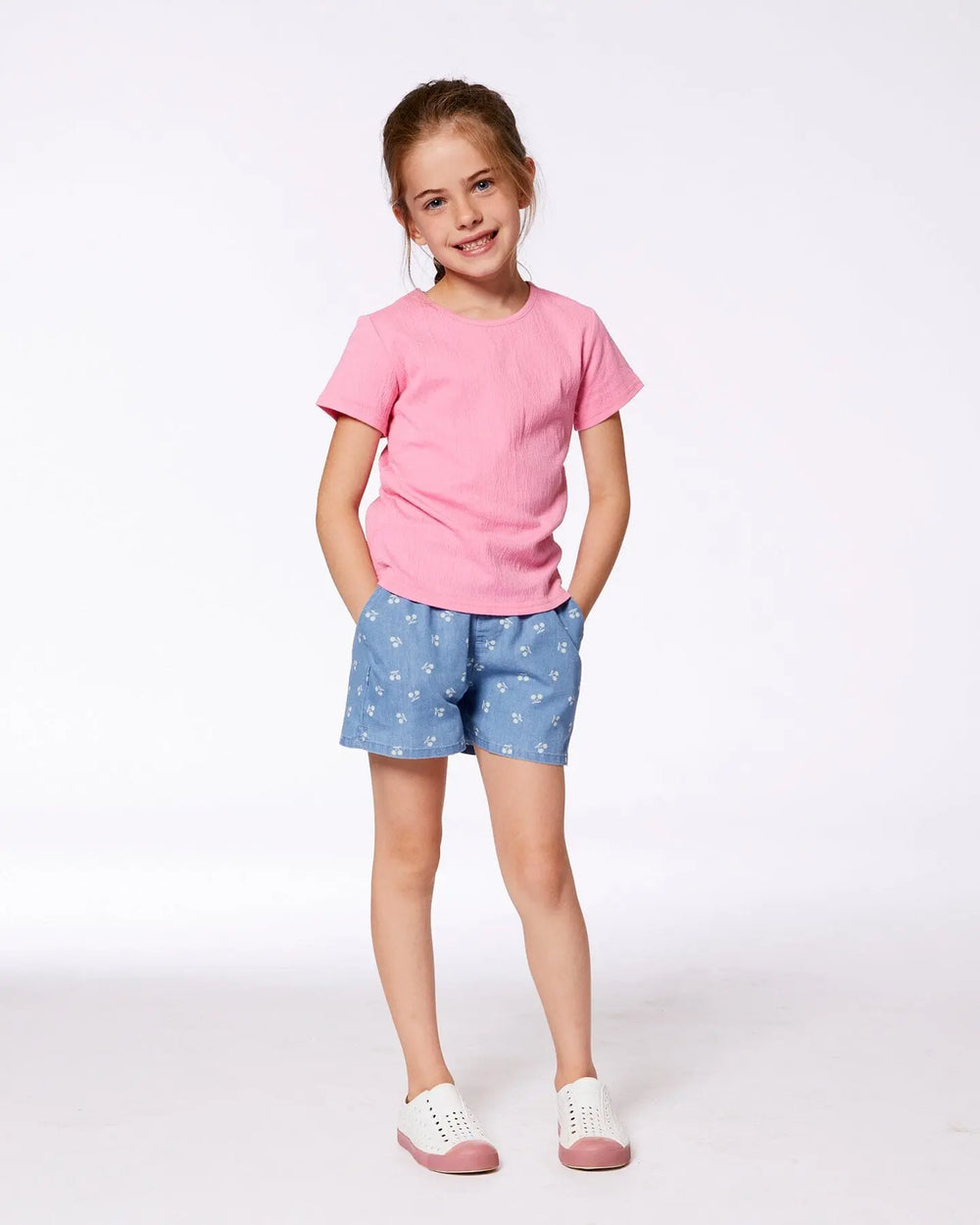 Crinkle Short Sleeve Top Candy Pink | Deux par Deux | Jenni Kidz