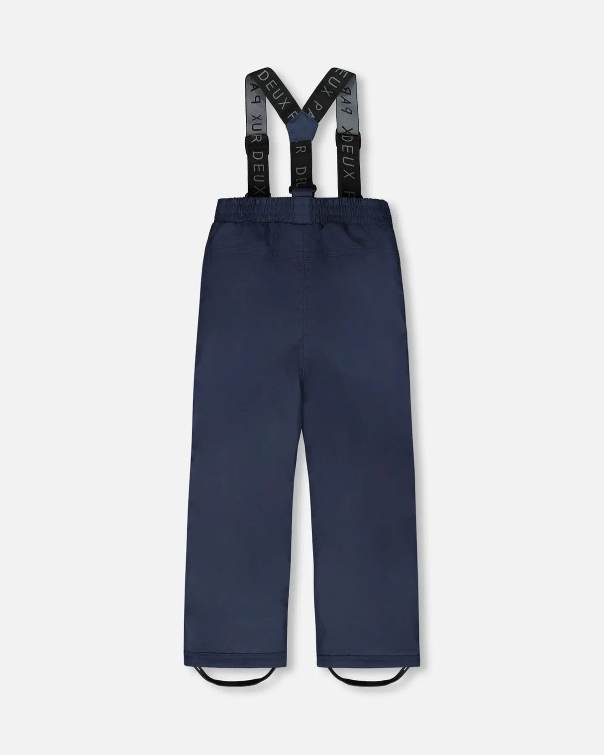 Detail of fleece-lined hood and waterproof zippers on Deux par Deux navy blue jacket