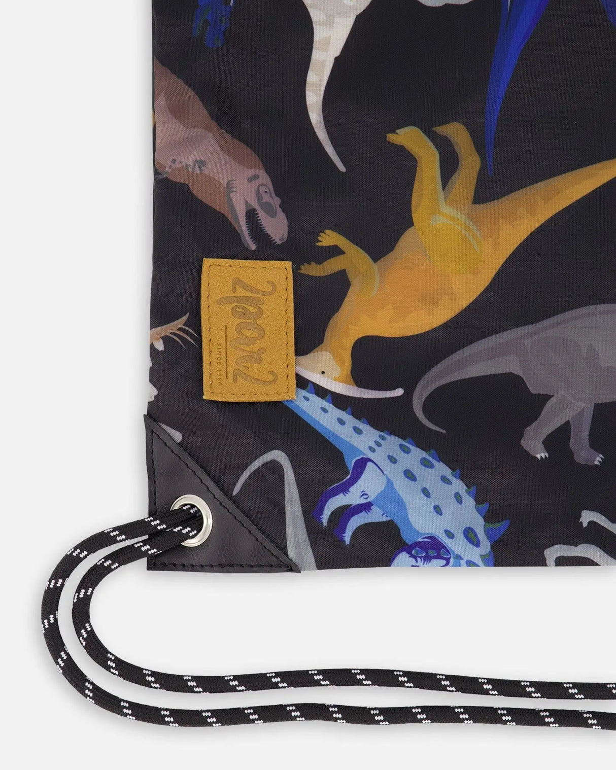 Drawstring Bag Black Dinosaur Print | Deux par Deux | Jenni Kidz