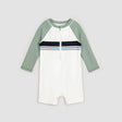 Dusty Green Color Block Long-Sleeved Swim Romper | Miles The Label | Miles The Label | Jenni Kidz