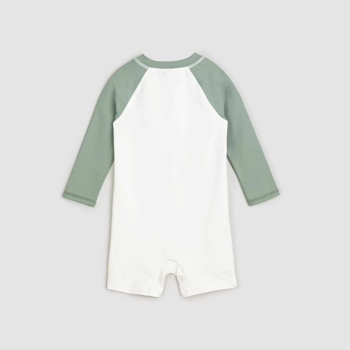 Dusty Green Color Block Long-Sleeved Swim Romper | Miles The Label | Miles The Label | Jenni Kidz