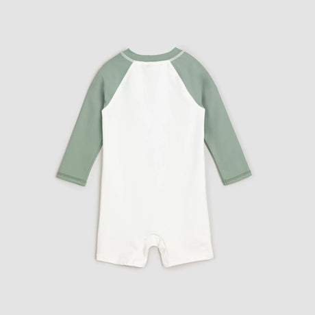 Dusty Green Color Block Long-Sleeved Swim Romper | Miles The Label | Miles The Label | Jenni Kidz