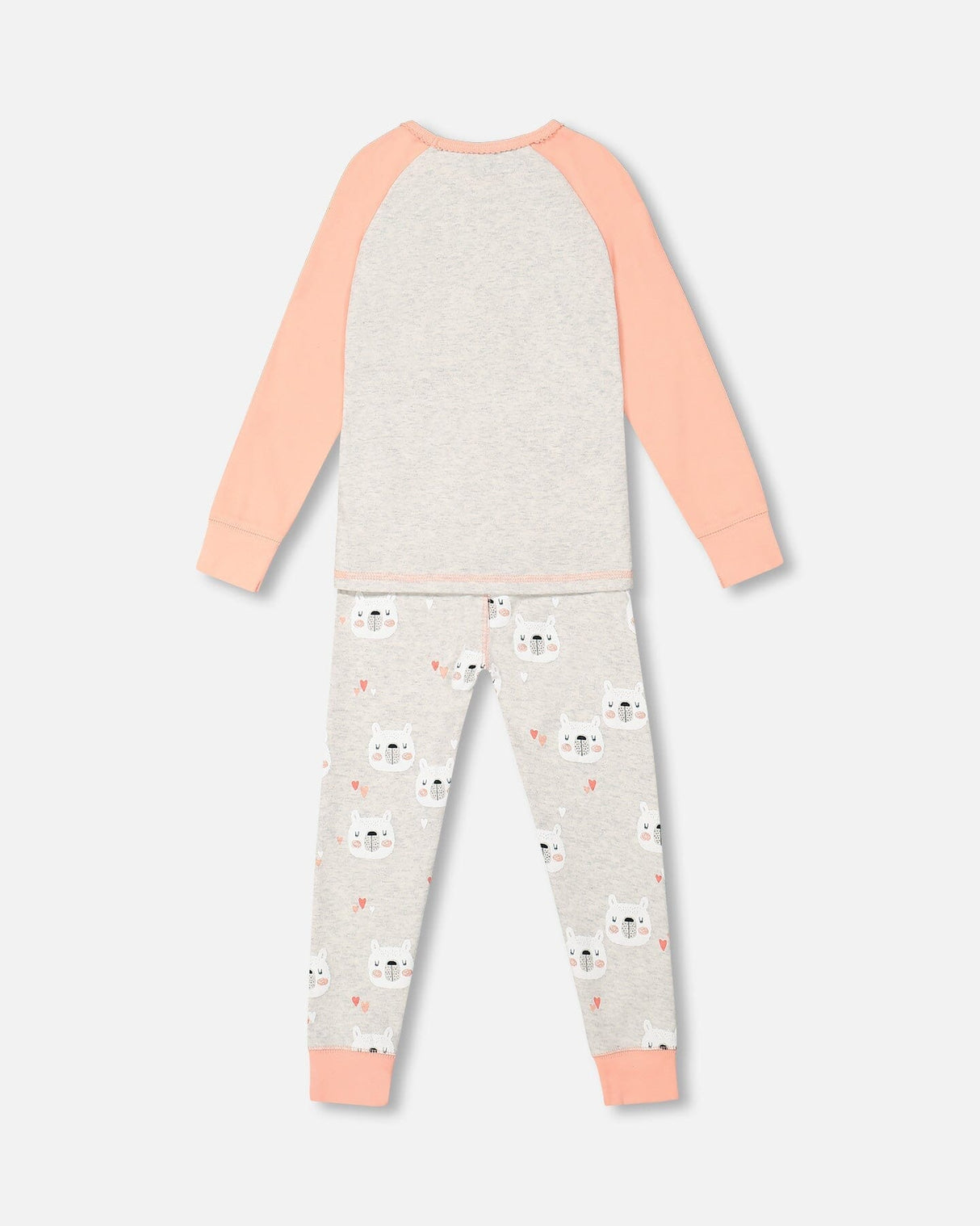 Organic Cotton Long Sleeve Printed Bears One Piece Pajama Oatmeal Mix-3