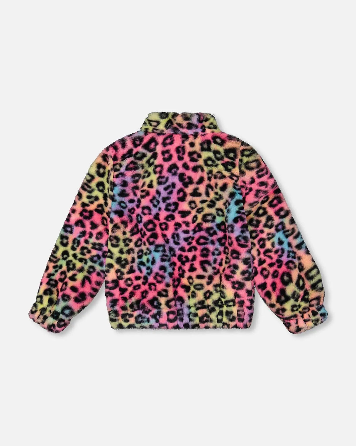 Faux Fur Zipped Jacket Multicolor Leopard | Deux par Deux | Jenni Kidz