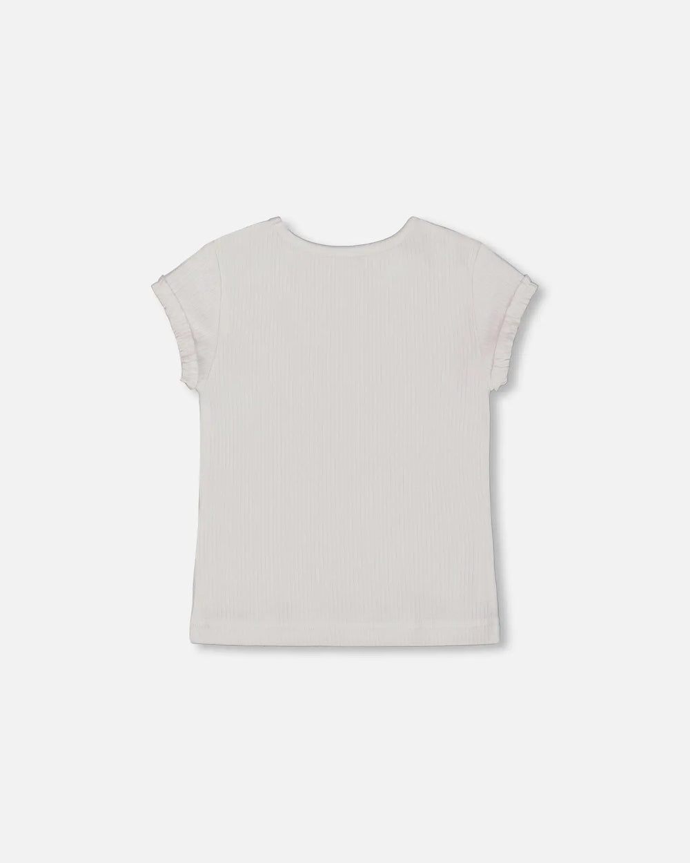 Flat Back Rib Top With Print White And Pink House | Deux par Deux | Jenni Kidz