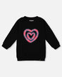 Fleece Jacquard Tunic Black With Heart Applique | Deux par Deux | Jenni Kidz