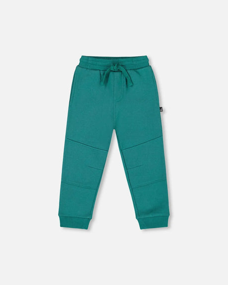 Fleece Sweatpants With Articulated Knees Forest Green | Deux par Deux | Jenni Kidz