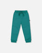 Fleece Sweatpants With Articulated Knees Forest Green | Deux par Deux | Jenni Kidz