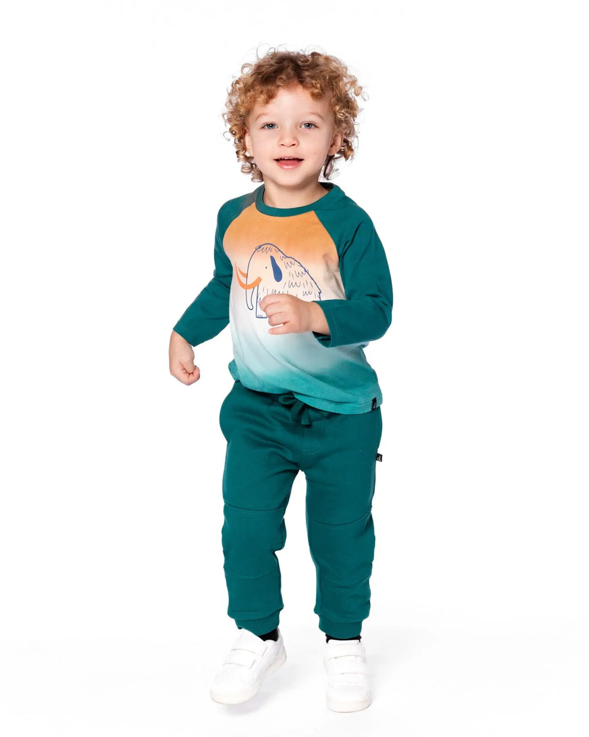 Fleece Sweatpants With Articulated Knees Forest Green | Deux par Deux | Jenni Kidz