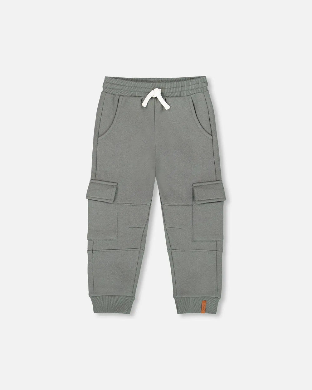 Fleece Sweatpants With Cargo Pockets Gray Green | Deux par Deux | Jenni Kidz